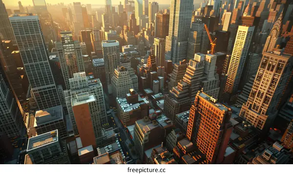 Modern Metropolis with Skyscrapers and River