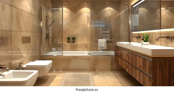 Modern Bathroom Design with Bathtub and Shower