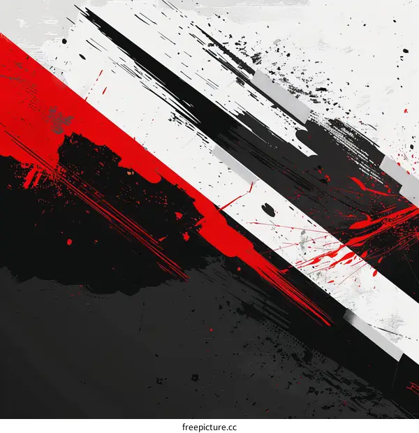 Abstract Painting in Black, Red, and White