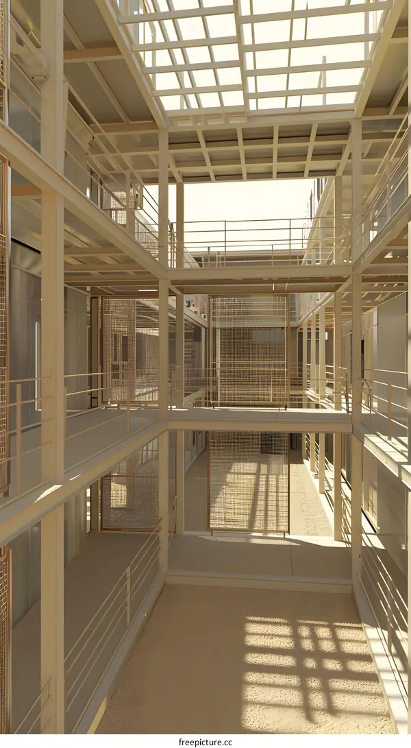 Modern Architecture Building Interior Design With Sunbeams