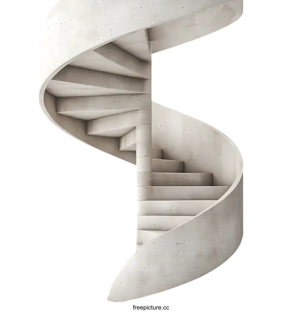 [Transparent Background PNG]Spiral Concrete Staircase Design