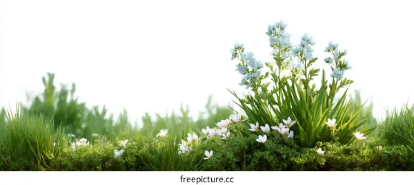 Spring Flowers and Grass Border
