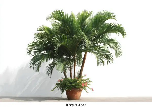 Tropical Palm Tree in a Terracotta Pot