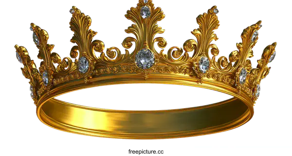 [Transparent Background PNG]Ornate Gold Crown with Jewels