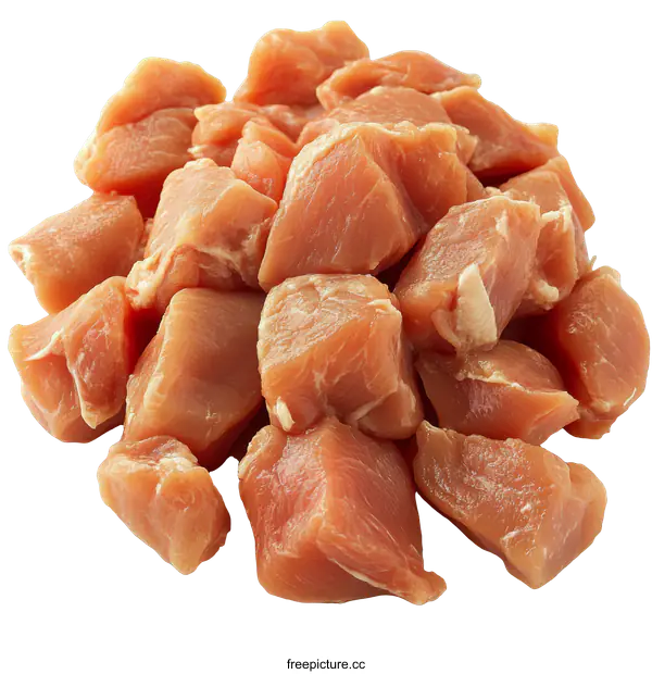 [Transparent Background PNG]Freshly Cubed Chicken Breast Ready to Cook