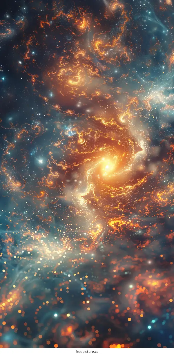 Glowing Nebula and Stars in Space