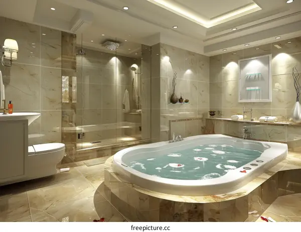 jacuzzi bathtub in luxury bathroom