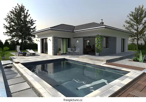 A modern house with a pool