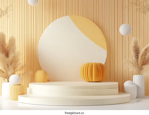Minimalist 3D Product Display Mockup With White Platform And Yellow Decor