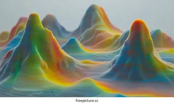Abstract Colorful Mountain Range Illustration