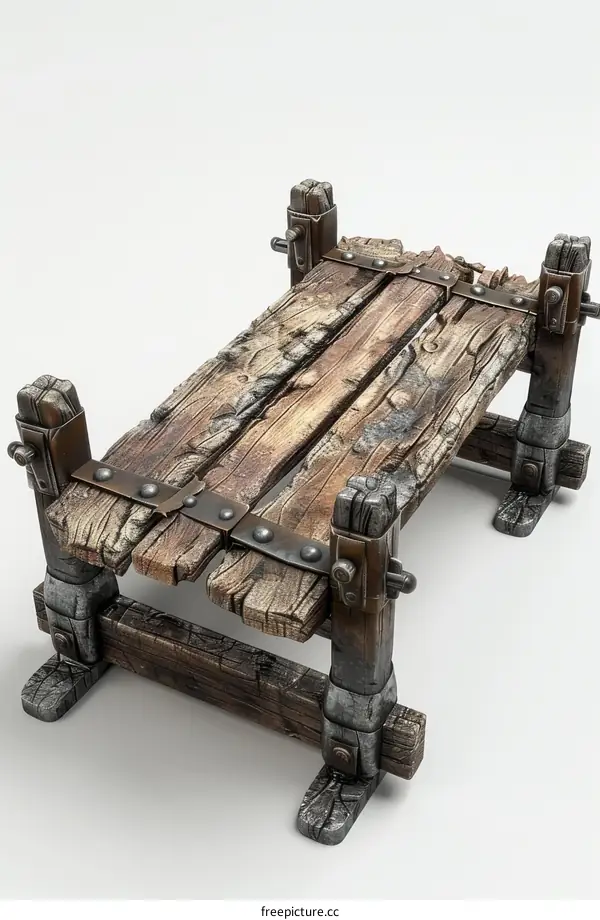 Simple bench made of wooden planks