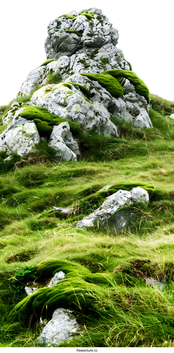 [Transparent Background PNG]Close Up View of Moss Covered Rocks