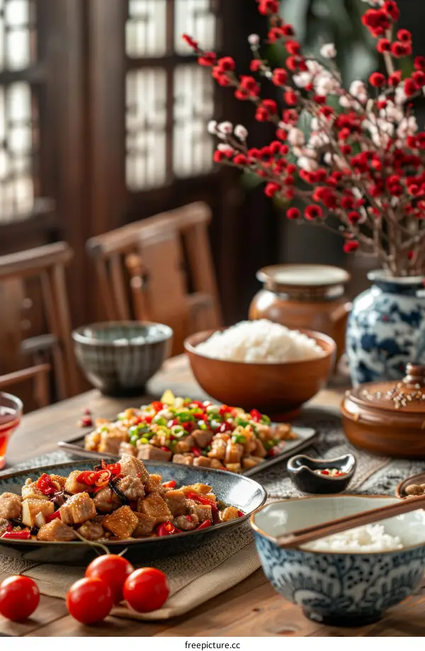 Delicious Chinese Rice Dish with Chopsticks