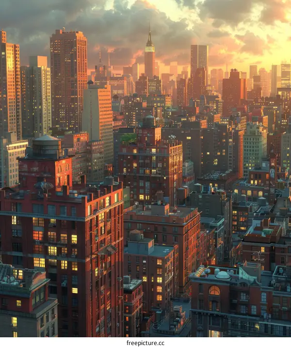 Sunset Cityscape of New York Skyline