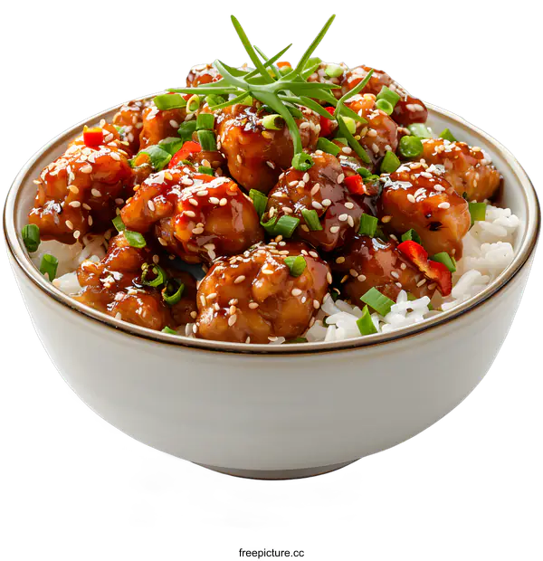 [Transparent Background PNG]bowl of sesame chicken