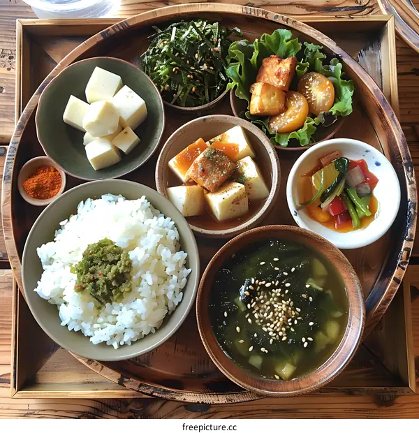 Japanese Set Meal with Rice and Tofu