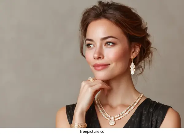 Elegant Woman with Exquisite Jewelry