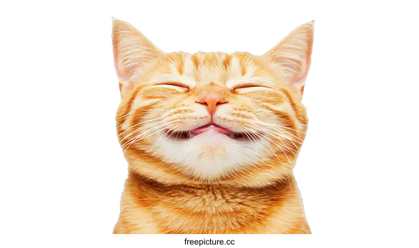 [Transparent Background PNG]Close Up of Orange Tabby Cat Smiling With Tongue Out