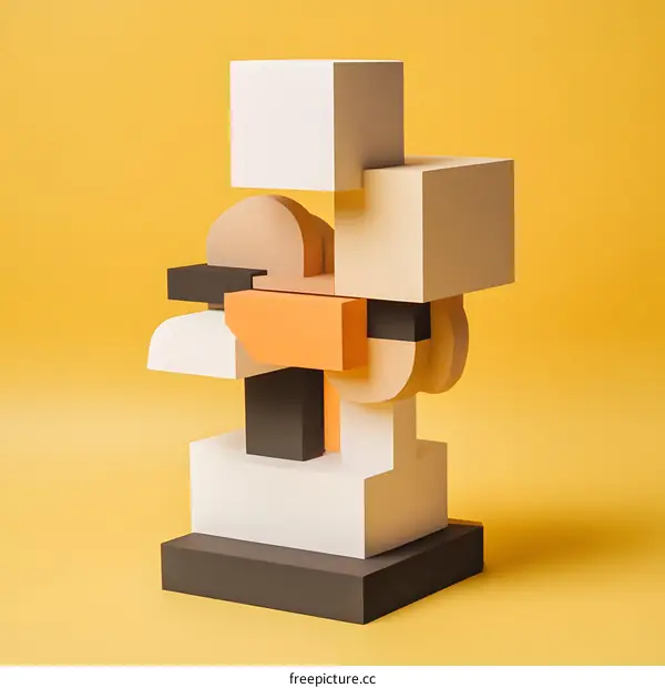 Abstract Minimalist 3D Geometric Shapes Composition