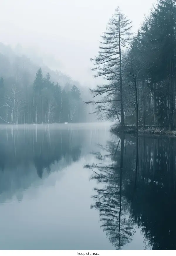 Tranquil Lake in the Morning Mist
