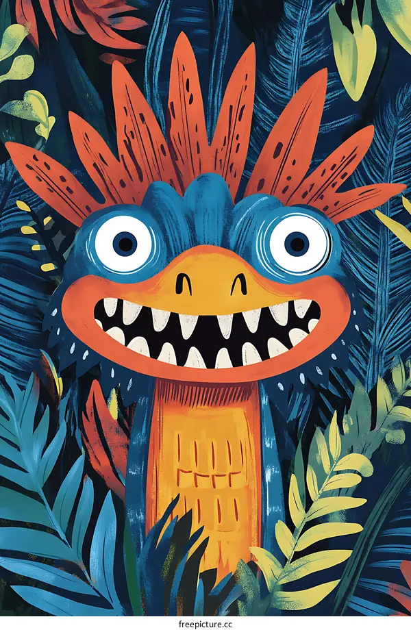 Jungle Monster Face Illustration