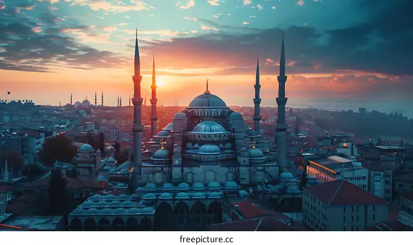 The Blue Mosque in Istanbul at Sunset
