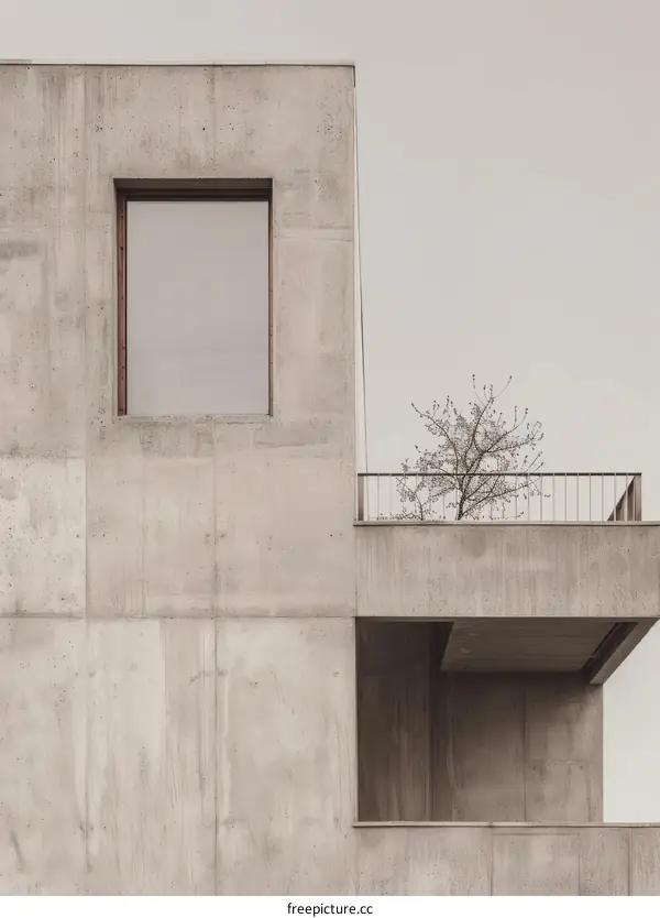 Small tree on a concrete balcony