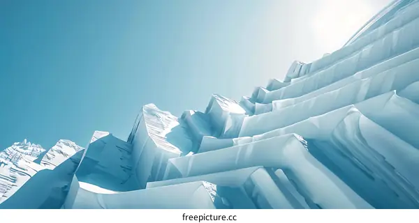 Abstract Blue Ice Mountain Landscape