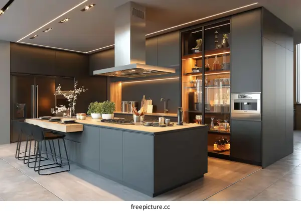 Modern Dark Gray Kitchen Interior Design