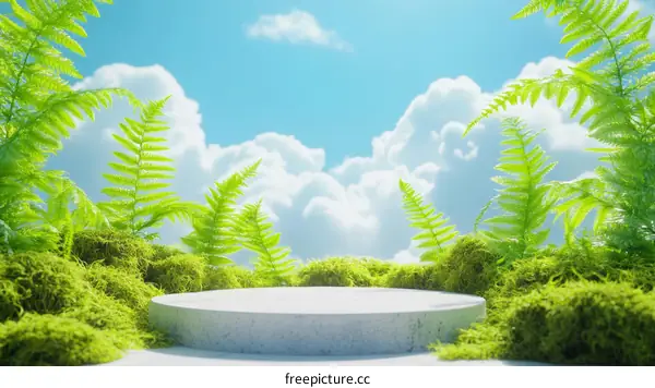 Nature Scene with Empty Display Podium