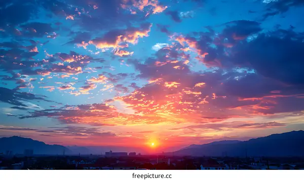 Sunset over the city