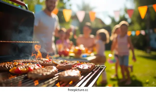 Family barbecue in the backyard