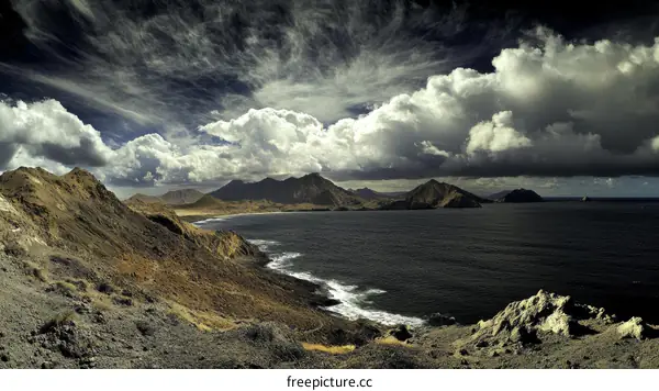 Dramatic Coastal Landscape Under a Stormy Sky