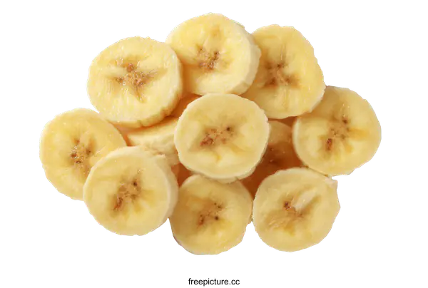 [Transparent Background PNG]Freshly Sliced Bananas Displayed Close Up