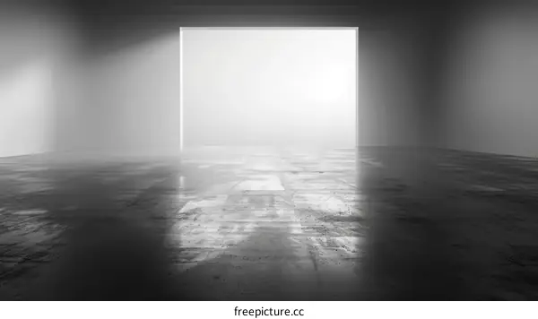 Bright Light Enters Dark Room Through Doorway