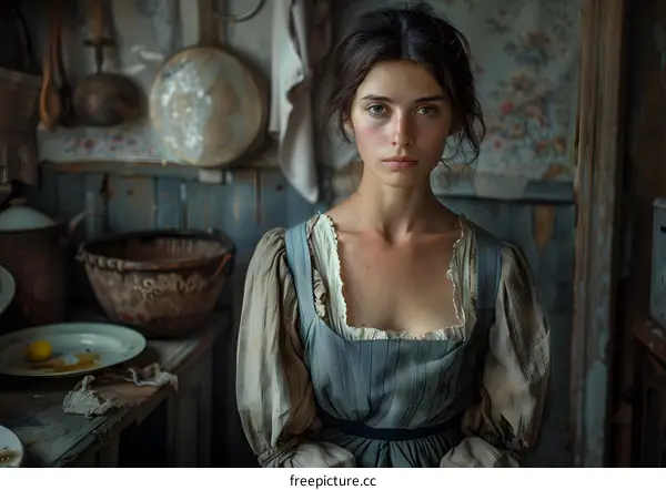 Portrait of a young woman in a historical costume