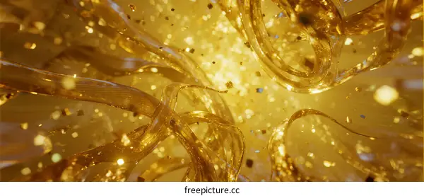Golden Swirls and Sparkles in Abstract Artistic Design