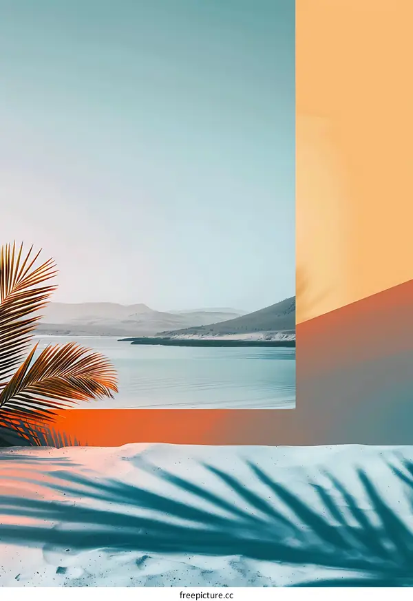 Tropical Beach Palm Tree Shadow Minimalist Background