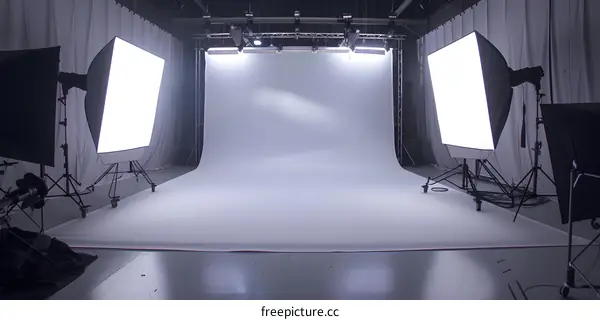 Professional Photography Studio Setup with White Backdrop