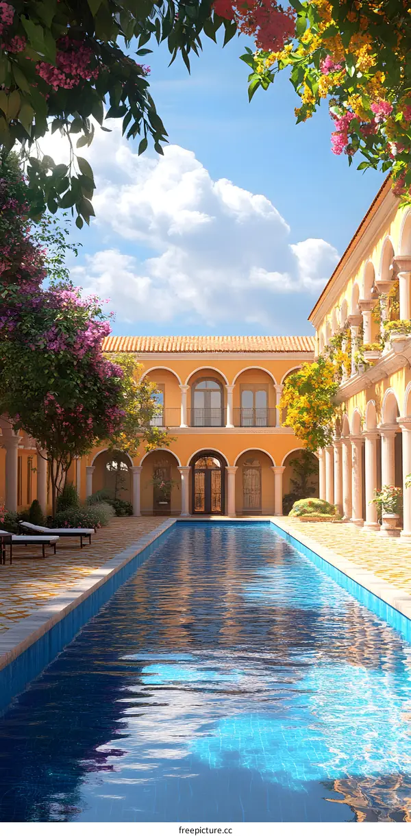 Swimming Pool in a Tropical Courtyard