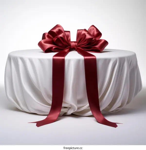 Red Bow on a White Table
