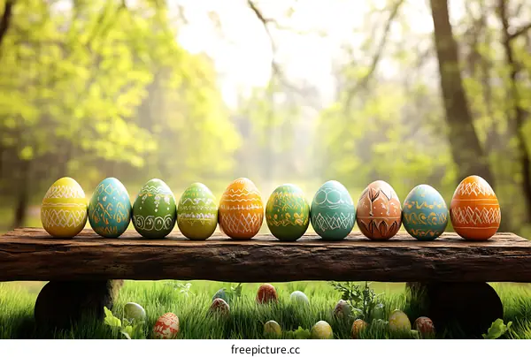 Colorful Easter Eggs in a Spring Park Setting