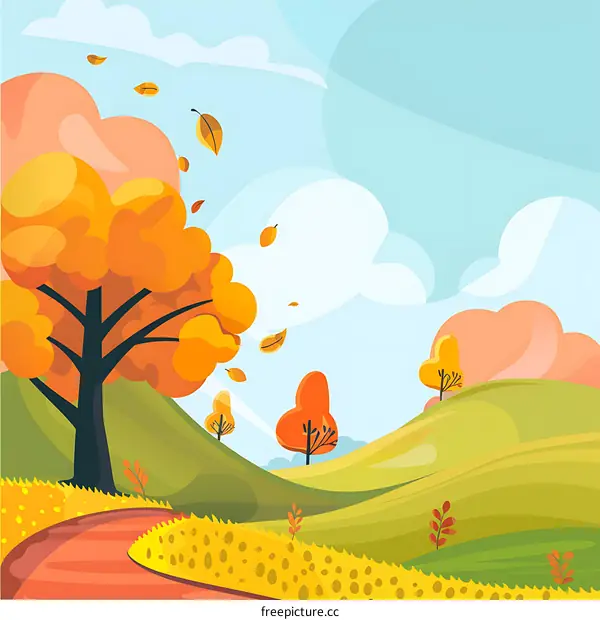 Autumn Landscape With Trees and Path