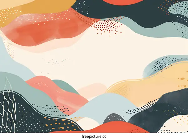 Abstract Landscape With Colorful Shapes And Textures