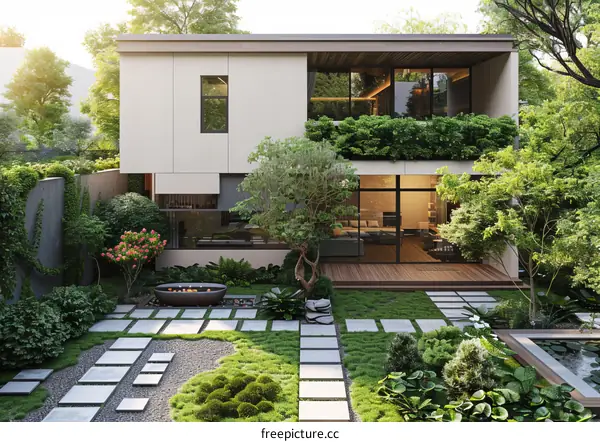 Modern Courtyard House with Natural Elements