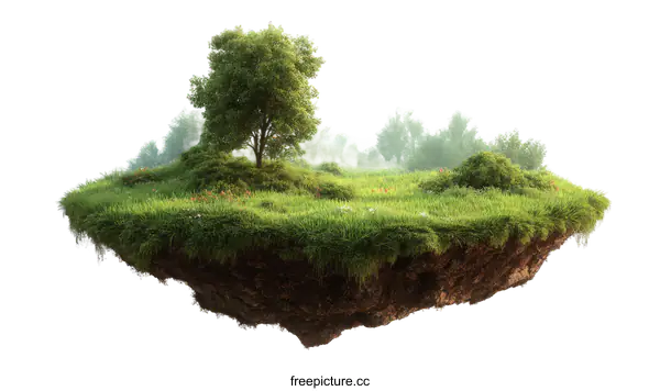 [Transparent Background PNG]Floating Island Landscape Illustration