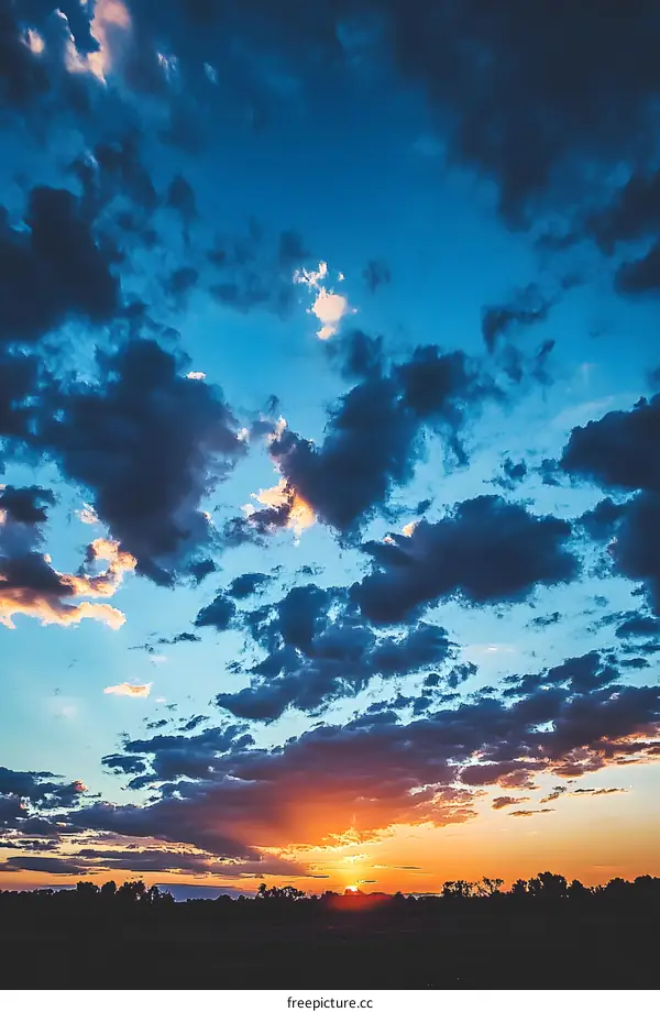 Stunning Sunset Sky with Fluffy Clouds