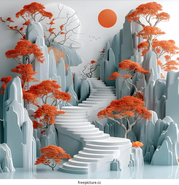 Oriental red clouds sea sunrise