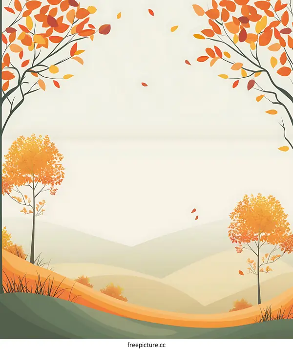Autumn Landscape with Trees and Mountains
