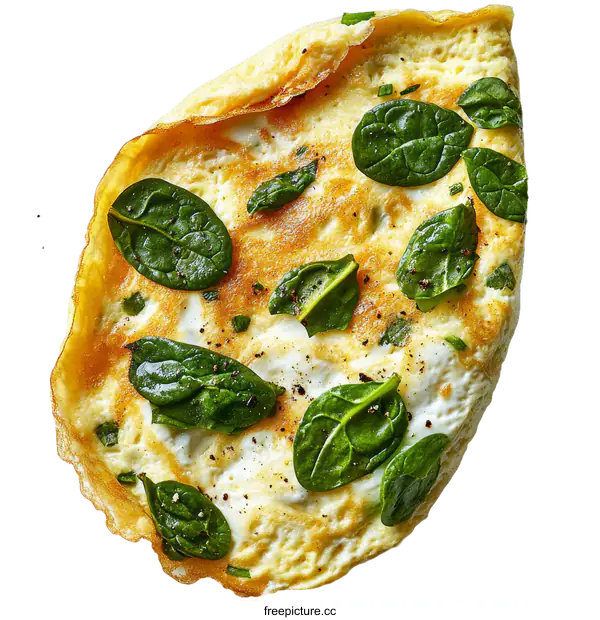 [Transparent Background PNG]Delicious Spinach and Egg Omelette
